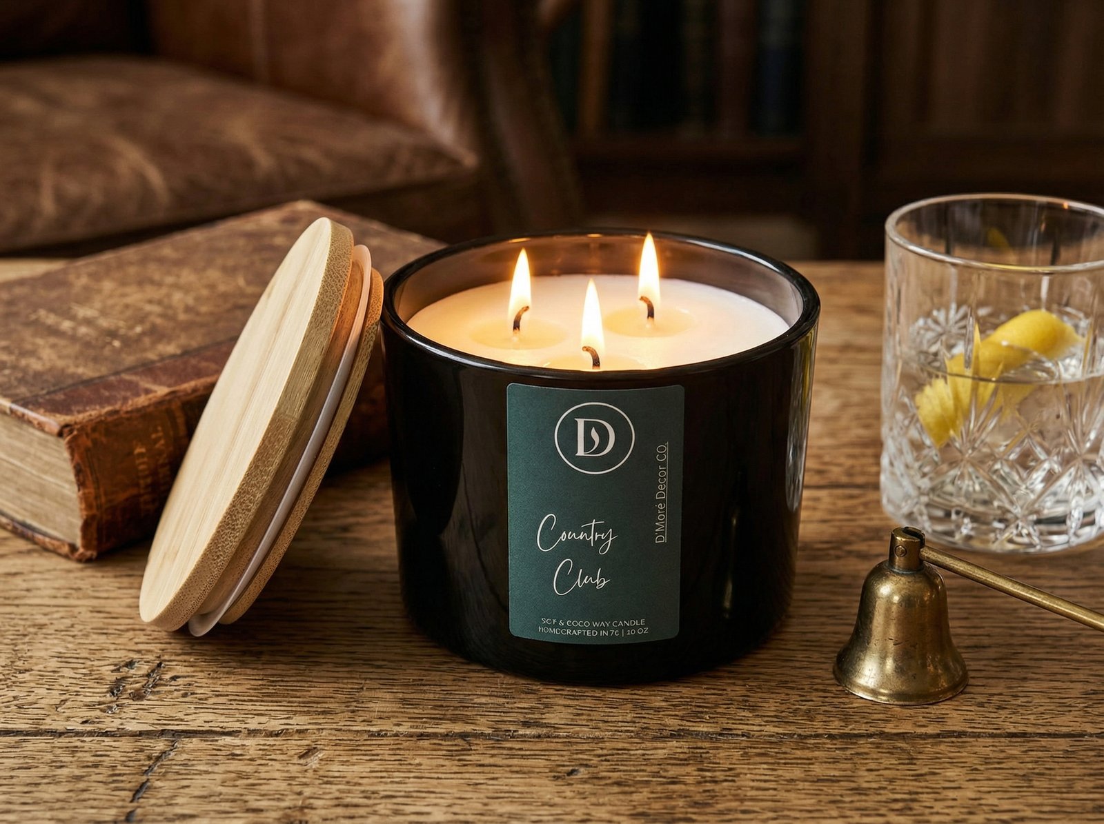 Country Club Luxury Candle | Leather, Juniper & Pine | Coconut Soy Wax Candle