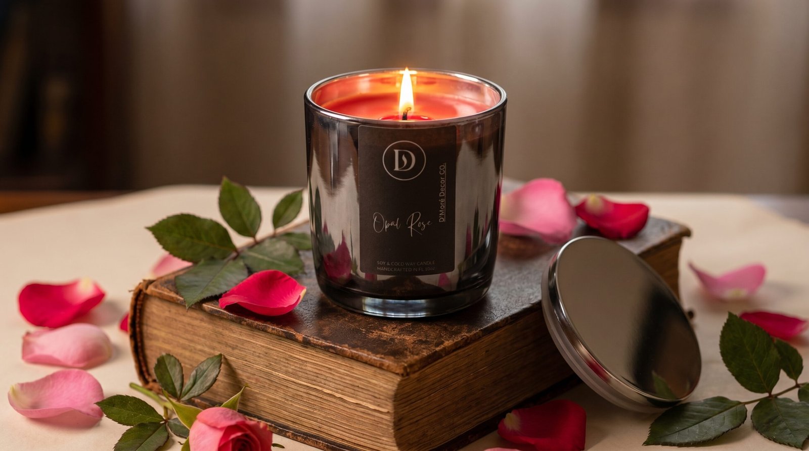 Opal Rose Candle | Romantic Floral Home Fragrance