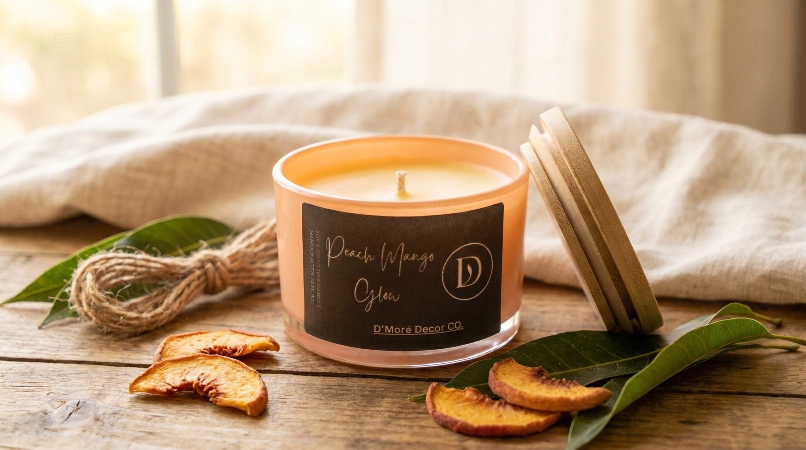 Peach Mango Glow | Peach Mango Scented Coconut Soy Candle | Peach Jar